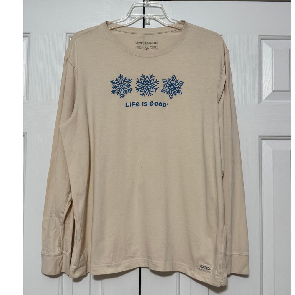 Men's Life is Good Crusher Snowflake Long Sleeve Shirt, Size XL